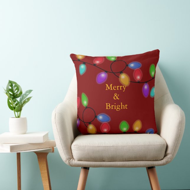 Colourful Christmas Lights On Red Cushion (Chair)