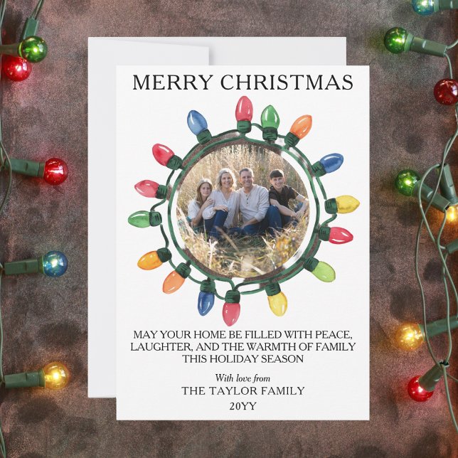 Colourful Christmas Lights Photo Family Holiday Card (Colorful Christmas Lights Photo Family Holiday Card
)