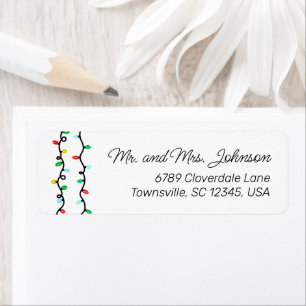 Colourful Christmas Lights Return Address Label