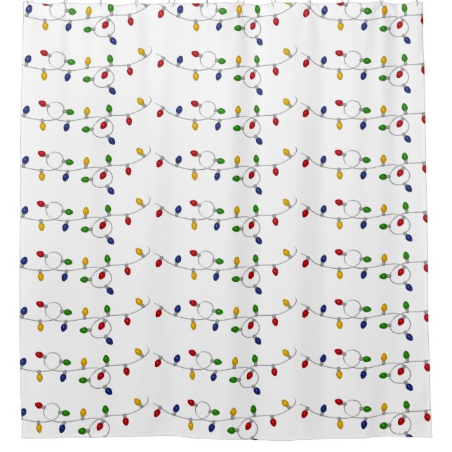 Colourful Christmas Lights Shower Curtain (Front)