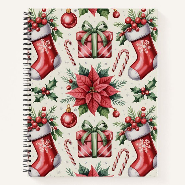 Colourful Christmas Notebook – Festive Winter Desi (Front)