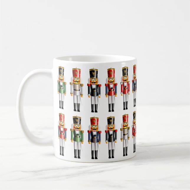 Colourful Christmas Nutcracker Toy Soldiers Coffee Mug (Left)