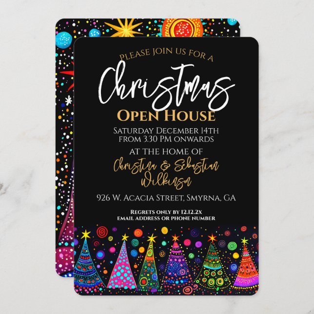 Colourful Christmas Open House Invitation (Front/Back)