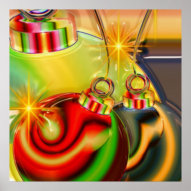 Colourful Christmas Ornament Mirrored Decoration (Front)