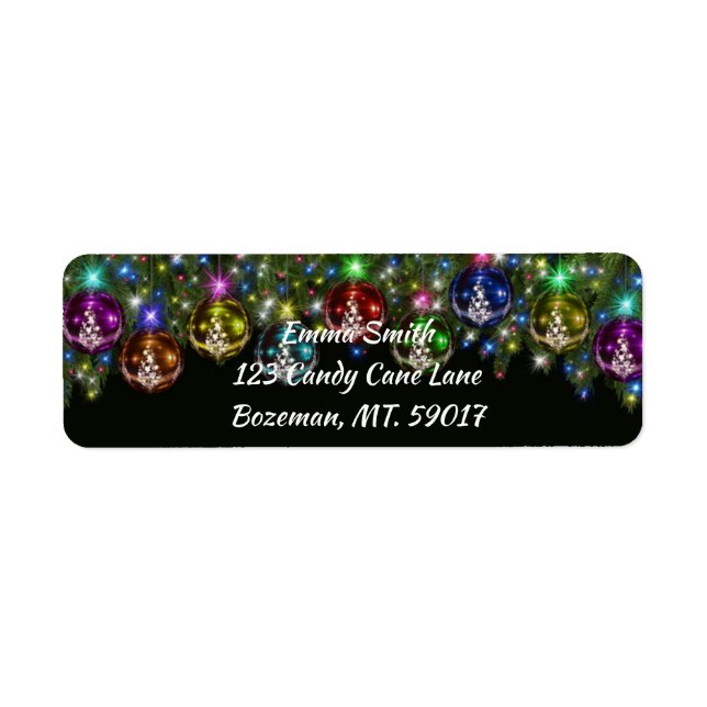 Colourful Christmas Ornament return address Label (Front)