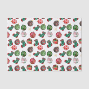 Colourful Christmas Ornaments and Stockings Tissue Paper