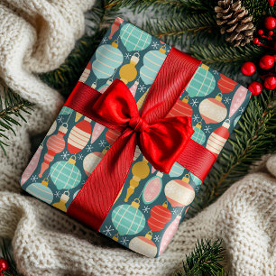 Colourful Christmas Ornaments Bauble Pattern Wrapping Paper