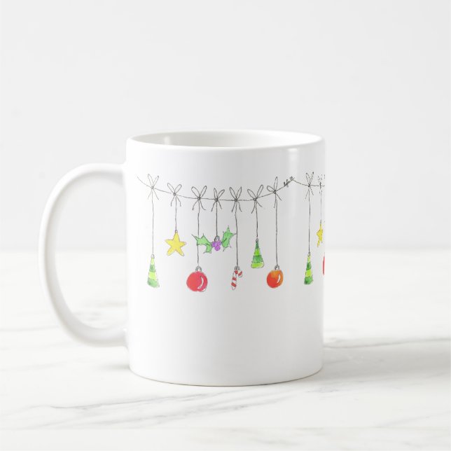 Colourful Christmas Ornaments Coffee Mug (Left)