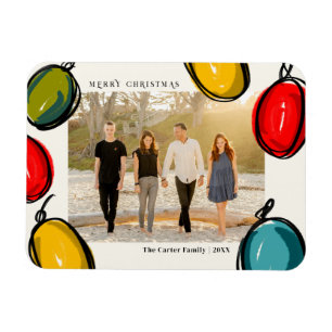 Colourful Christmas Ornaments Family Photo Holiday Magnet