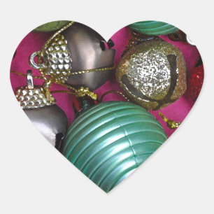 Colourful christmas ornaments heart sticker