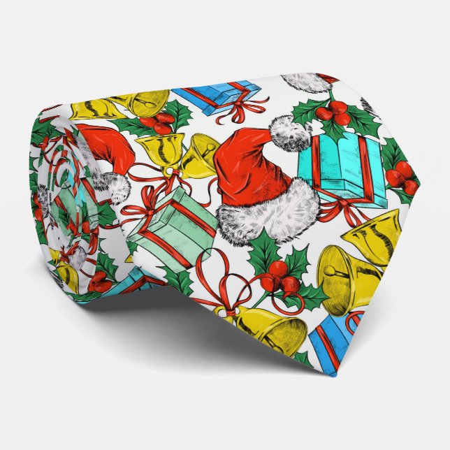 Colourful Christmas Ornaments Holidays Neck Tie (Rolled)