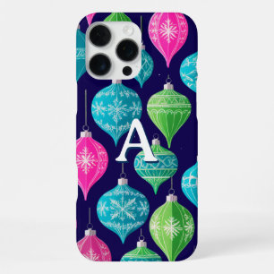 Colourful Christmas Ornaments Monogrammed iPhone 16 Pro Max Case