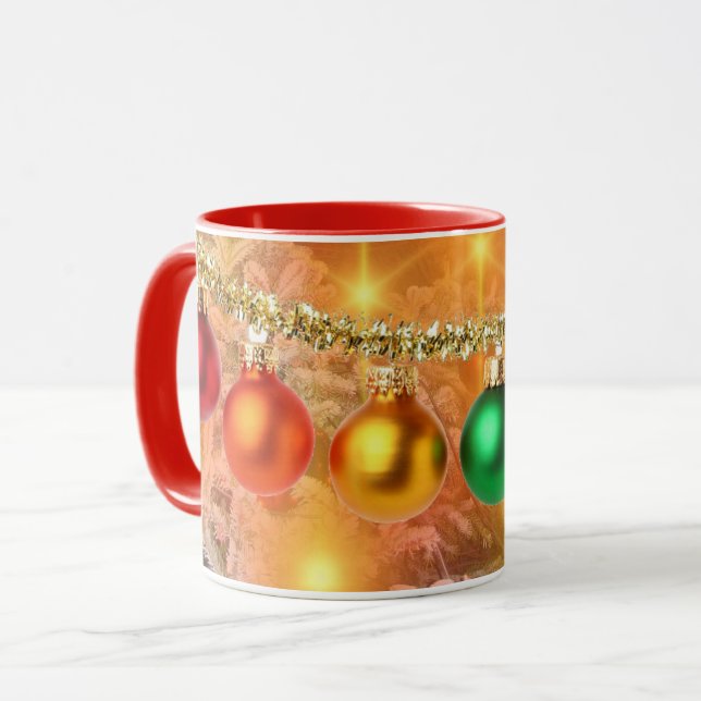 Colourful Christmas Ornaments Mug (Front Left)