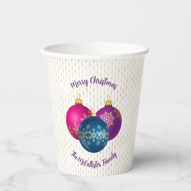 Colourful Christmas Ornaments Paper cup (Front)