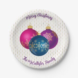 Colourful Christmas Ornaments Paper Plate