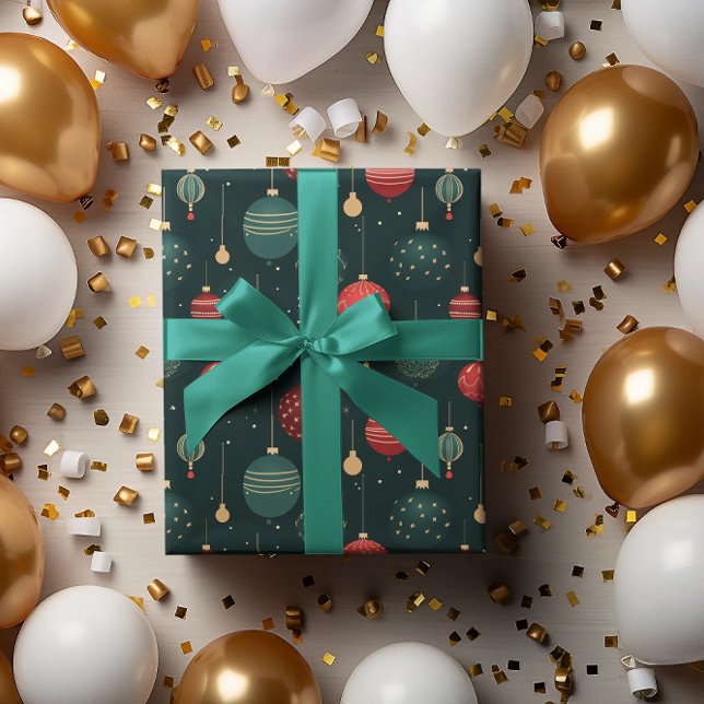 Colourful Christmas Ornaments Pattern Wrapping Paper (Creator Uploaded)