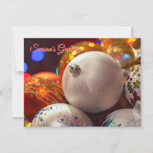 Colourful Christmas Ornaments Season's Greetings Postcard