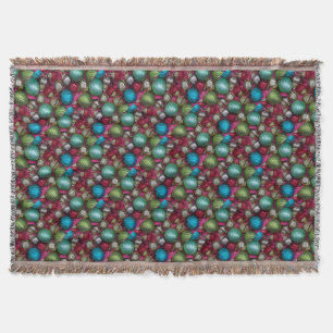 Colourful christmas ornaments throw blanket