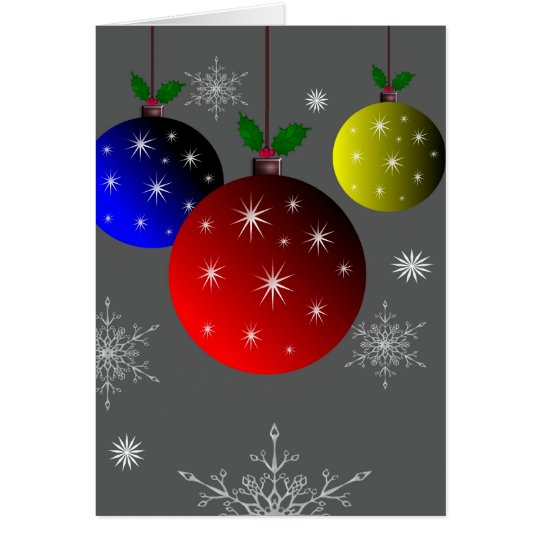 Colourful Christmas ornaments with snowflakes Card