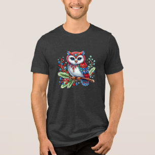 Colourful Christmas Owl Men's T-Shirt Tri-Blend Shirt