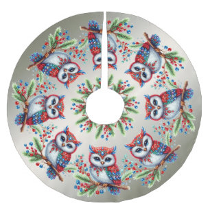 Colourful Christmas Owl Tree Skirt