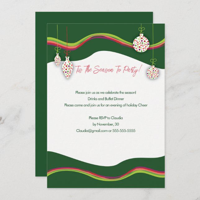 Colourful Christmas  Party invitation (Front/Back)