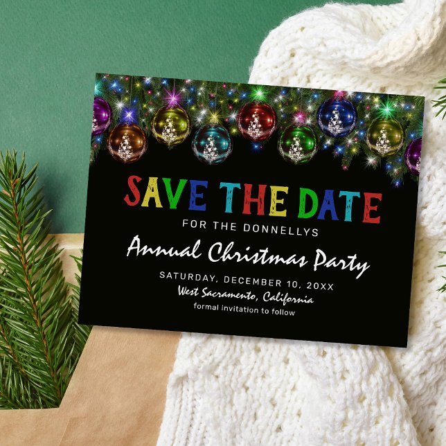 Colourful Christmas Party Save the Date Announcement Postcard (Creator Uploaded)