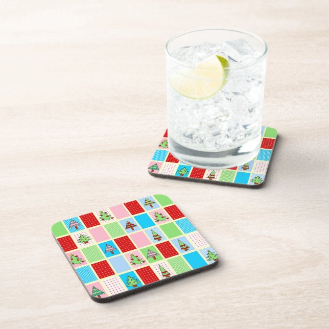 Colourful Christmas Pattern Coaster (Right Side)