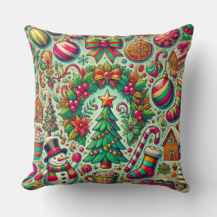 Colourful christmas pattern cushion