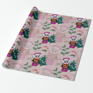 Colourful Christmas Pattern Cute Christmas Penguin Wrapping Paper