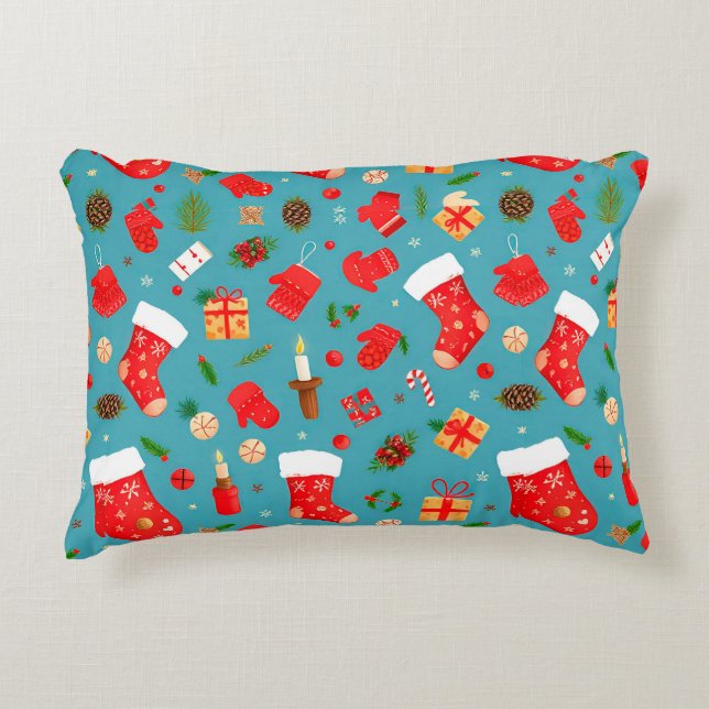 Colourful christmas pattern decorative cushion (Front)