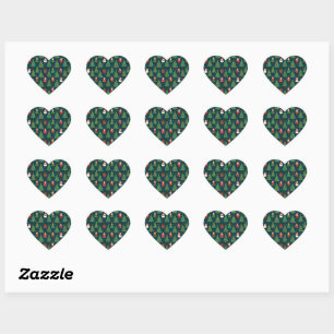 Colourful Christmas Pattern, Heart Sticker