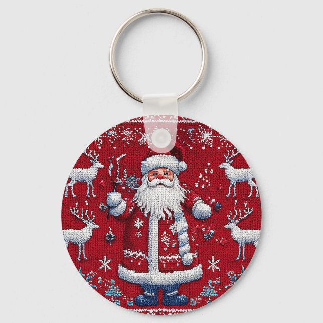 Colourful christmas pattern key ring (Front)