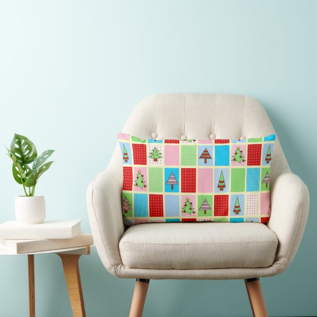 Colourful Christmas Pattern Lumbar Cushion (Chair)