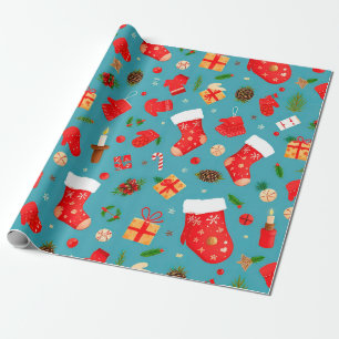 Colourful christmas pattern wrapping paper
