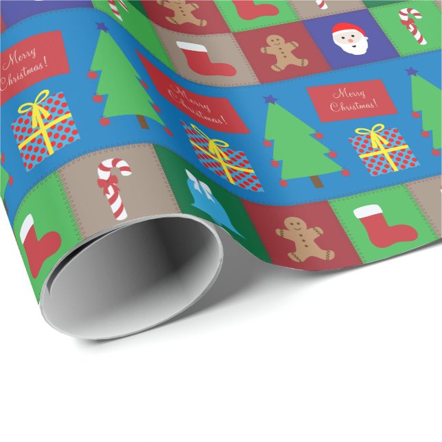 Colourful Christmas Pattern Wrapping Paper (Roll Corner)