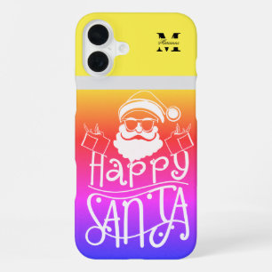 Colourful Christmas personalised name and initial iPhone 16 Plus Case