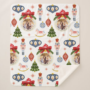 Colourful Christmas Photo Decorative Sherpa Blanke Blanket