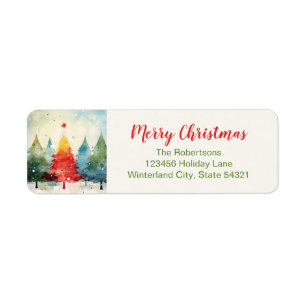 Colourful Christmas Pine Trees Return Address Labe Label