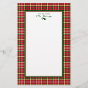 Colourful Christmas Plaid Personalised Stationery