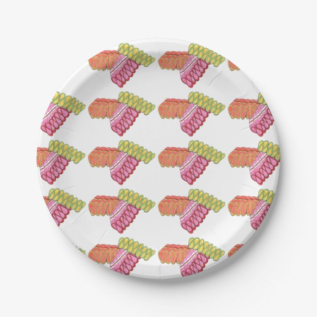 Colourful Christmas Ribbon Candy Holiday Plates (Front)
