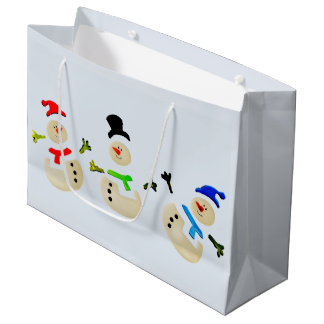 Colourful Christmas Snowman Parade Large Gift Bag