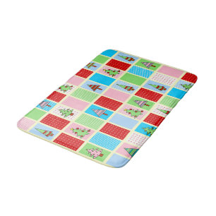 Colourful Christmas Squares Bath Mat
