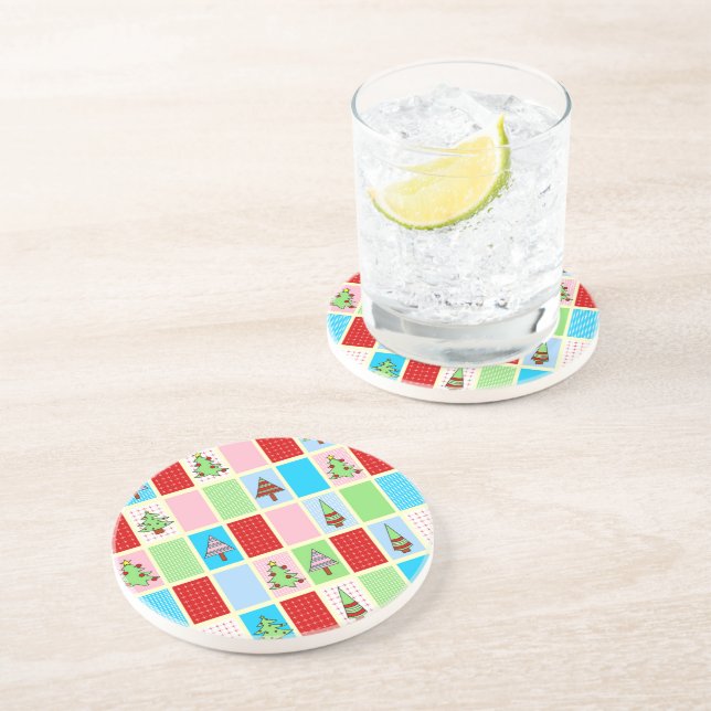 Colourful Christmas Squares Coaster (Side)