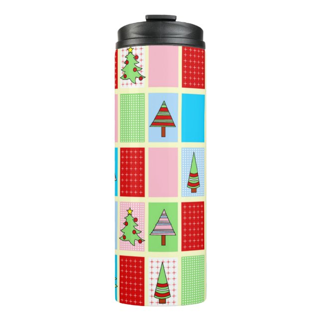 Colourful Christmas Squares Thermal Tumbler (Front)