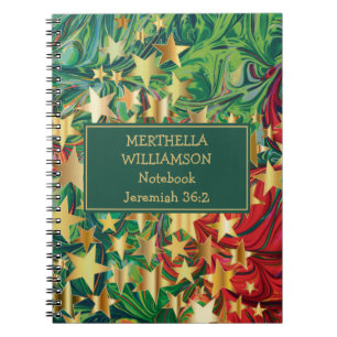 Colourful CHRISTMAS STARS Abstract Personalised Notebook