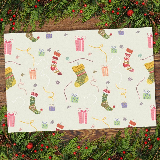Colourful Christmas Stockings And Presents Tissue Paper (Creator Uploaded)