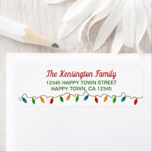 Colourful Christmas String Lights   Festive Holida Return Address Label