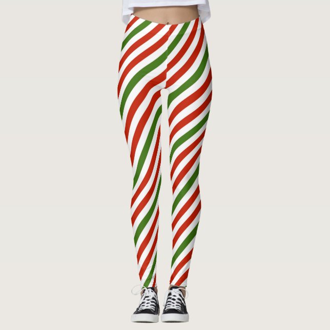 Colourful Christmas Stripes Leggings (Front)