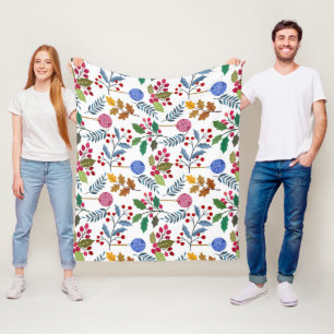 Colourful Christmas symbols pattern Fleece Blanket